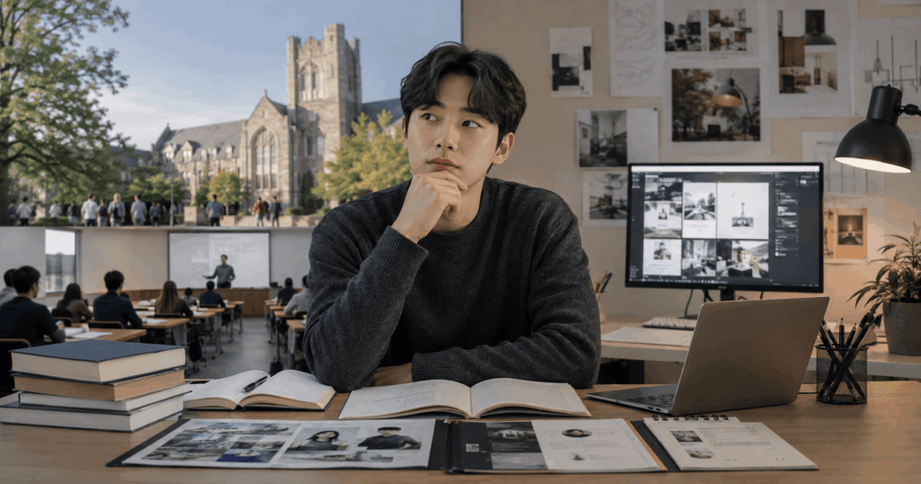 AI 시대 대학 진학과 직무 역량의 가치를 비교하며 진로를 고민하는 청년
