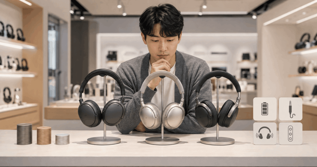 보스 QC 헤드폰 2세대와 QC 울트라 1·2세대의 가격과 기능을 비교하는 구매자