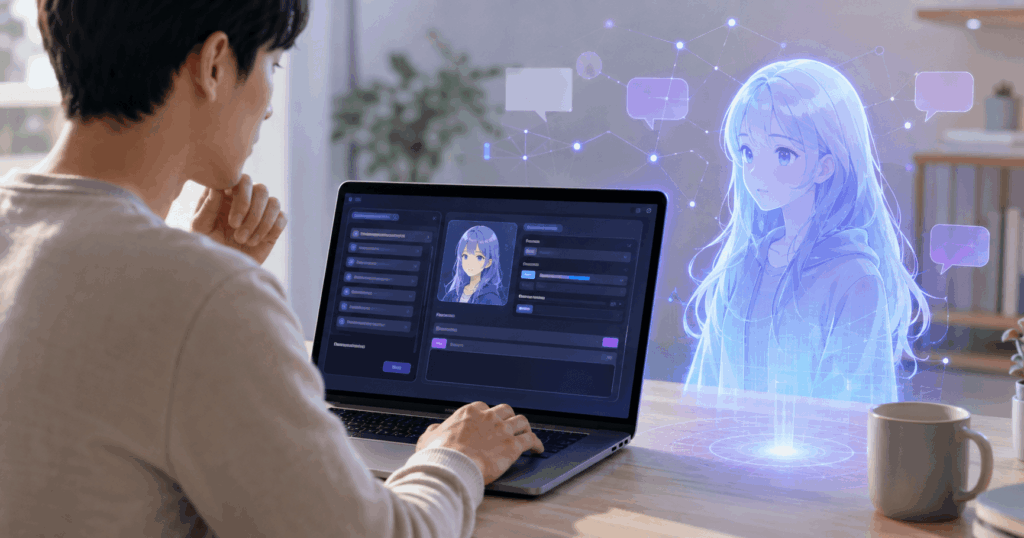 크랙 AI 사용법에 따라 프롬프트와 설정을 이용해 AI 캐릭터를 만드는 모습