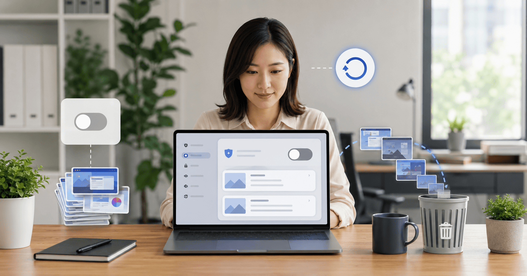 Windows Recall 끄기와 기존 스냅샷 삭제 및 초기화 차이를 보여주는 노트북 설정 화면